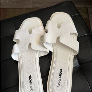 Fashion Nova White and Jelly Sandals